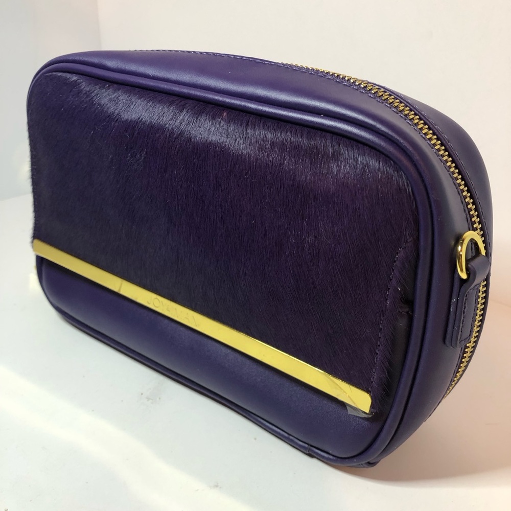 Joy and Iman Handbag Royal Purple W/ Faux Fur.  Zip Closure